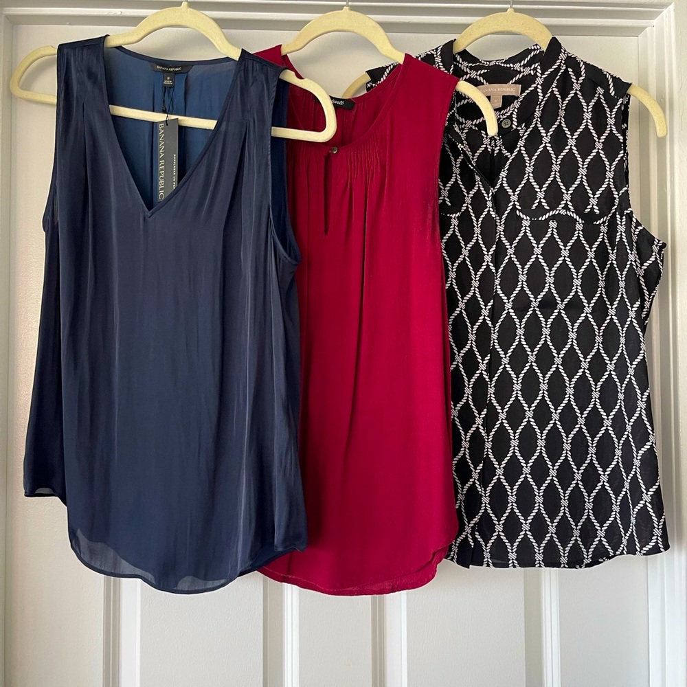 Lot of 3 Sleeveless Blouses Banana Republic & Madewell NWT & EUC